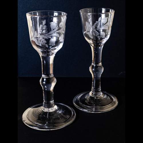 George II c1740/1745 Pair of Disguised Jacobite Wine Glasses image-1