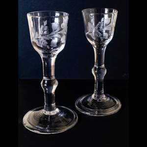 George II c1740/1745 Pair of Disguised Jacobite Wine Glasses