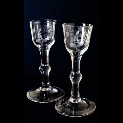 George II c1740/1745 Pair of Disguised Jacobite Wine Glasses image-3