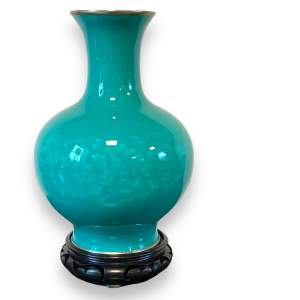 Japanese Emerald Green Enamel Vase from the Ando Jubei Workshop