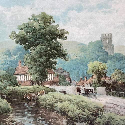 19th Century Gilt Framed Print of Bramber Castle image-2