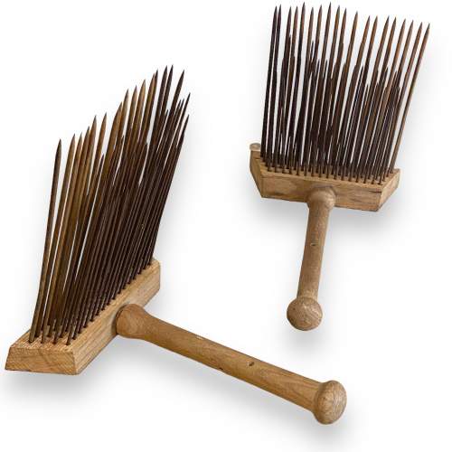 Pair of Antique Pine Wool Combs image-1