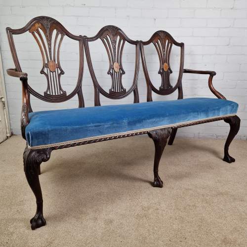 Victorian Mahogany Sheraton Style Three Seat Settee image-3