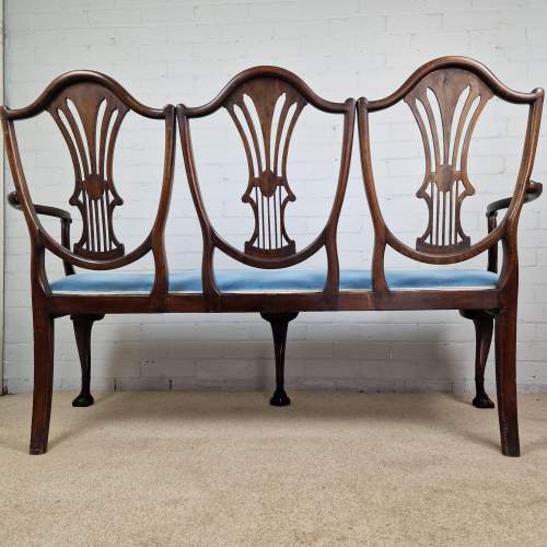 Victorian Mahogany Sheraton Style Three Seat Settee image-4