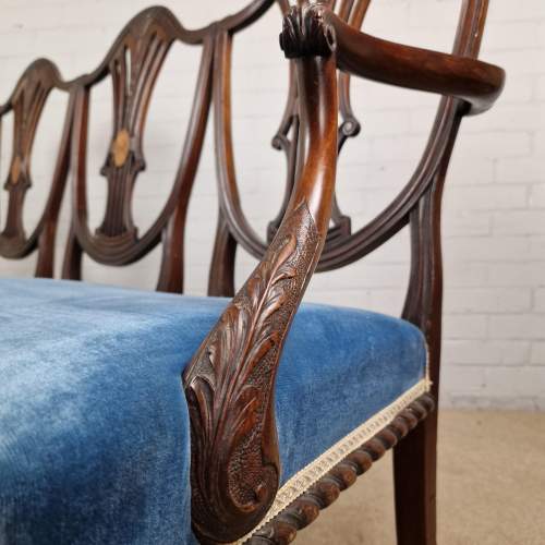 Victorian Mahogany Sheraton Style Three Seat Settee image-5