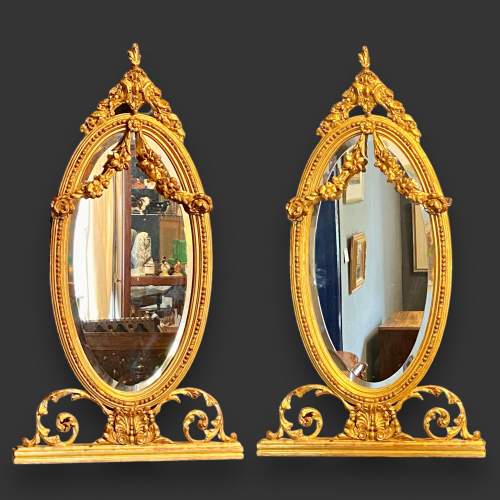 Pair of Early 20th Century Carved Giltwood Mirrors image-1