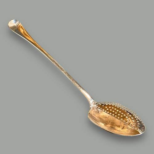 Rare Georgian Solid Silver Strained Spoon image-1