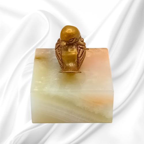 Art Deco Brass Bird on Marble Base. Paperweight-Ornament image-3