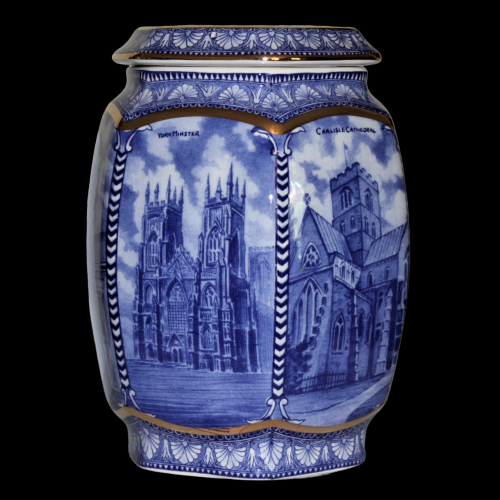 Blue & White Ringtons Tea Millennium 2000 Cathedral jar image-1