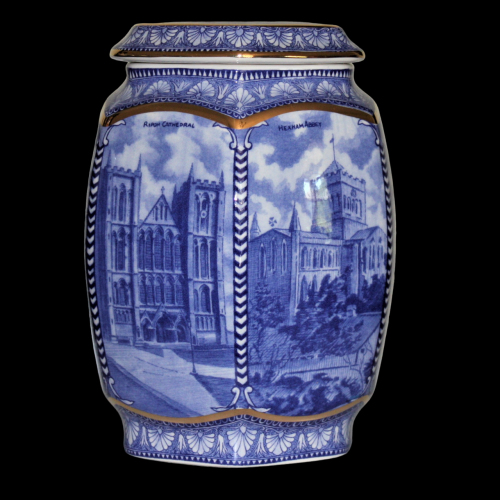 Blue & White Ringtons Tea Millennium 2000 Cathedral jar image-2