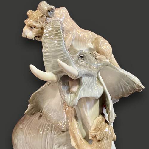 Amphora Art Deco Elephant and Lioness Porcelain Group image-4