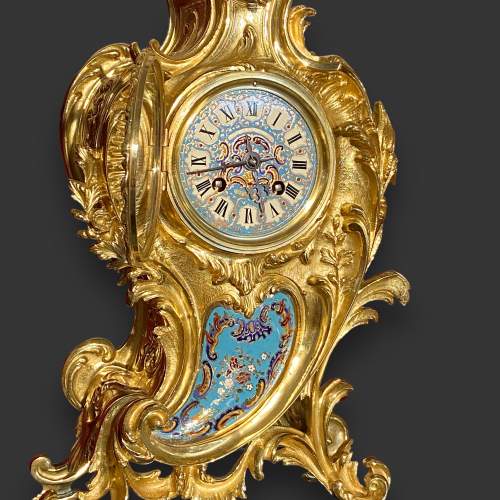 French Ormolu and Champleve Clock Garniture image-2