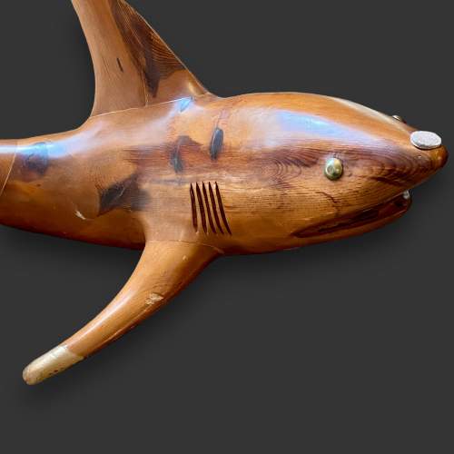 Carved Pitched Pine Shark Base Coffee Table image-3