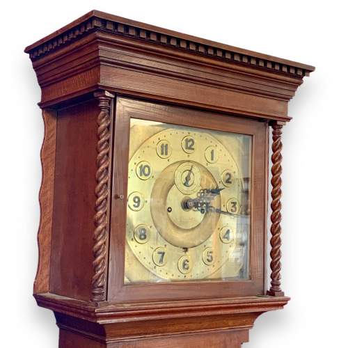 Early 20th Century Barleytwist Oak Longcase Clock image-2