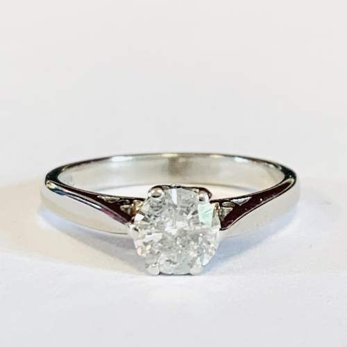 18ct White Gold Diamond Solitaire Ring image-1