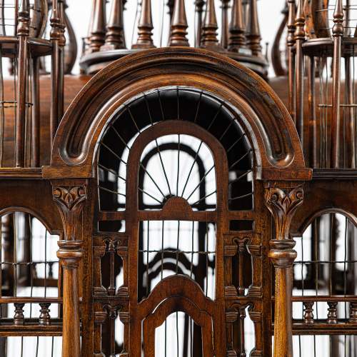 Monumental Mahogany Cathedral Bird Cage image-6