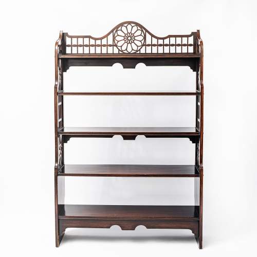 A Vintage Mahogany Waterfall Open Bookcase image-2