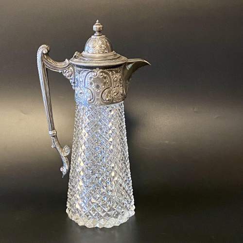 19th Century Cut Glass and Silver Claret Jug image-1