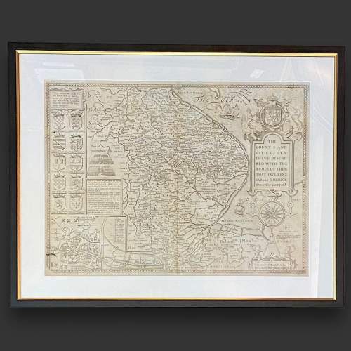 Framed Map of Lincolnshire by John Speed image-1