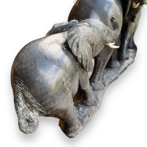 Genuine Shona Stone Sculpture of Elephants image-2