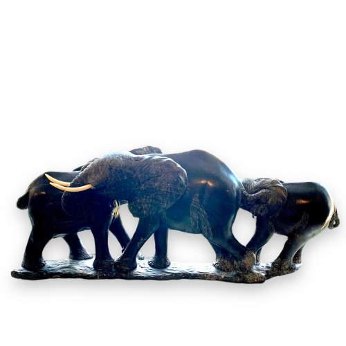 Genuine Shona Stone Sculpture of Elephants image-5