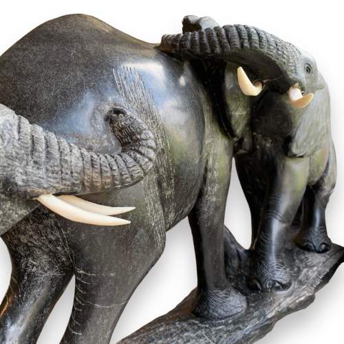 Genuine Shona Stone Sculpture of Elephants image-3