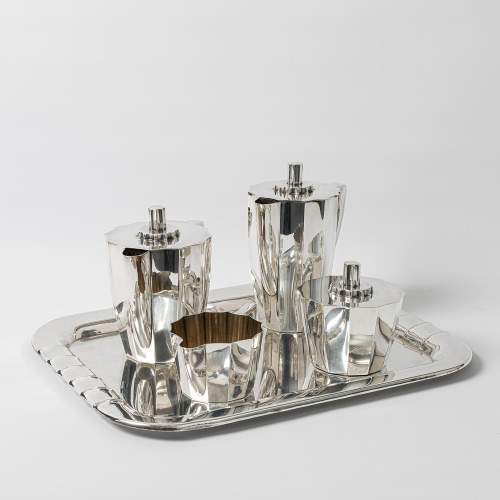 Rare Art Deco Arthur Krupp Silver Plated Tea and Coffee Set image-1