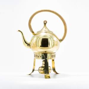 A Jugendstil Antique Brass Spirit Kettle on Stand