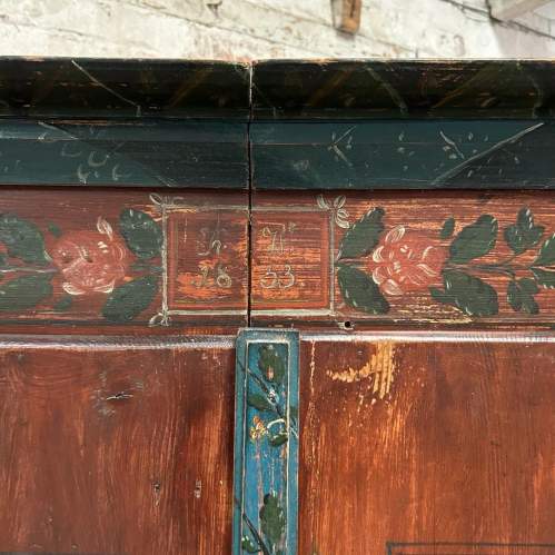 C19th Swedish Floral Hand Painted Armoire Wardrobe Cupboard image-2