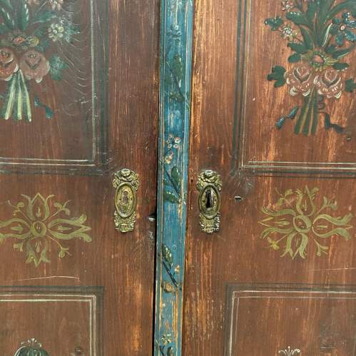 C19th Swedish Floral Hand Painted Armoire Wardrobe Cupboard image-3