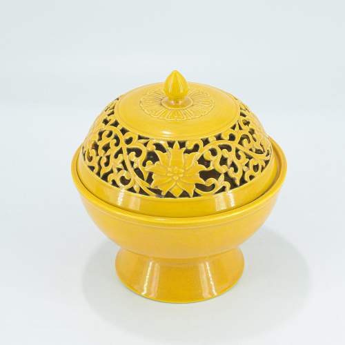 Rare Antique Chinese Imperial Yellow Incense Burner image-1