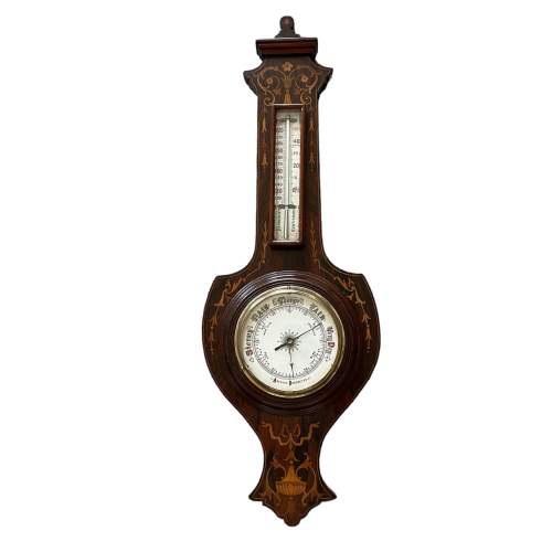 Edwardian Rosewood Inlaid Barometer image-1