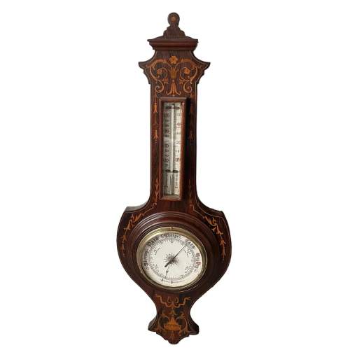 Edwardian Rosewood Inlaid Barometer image-4