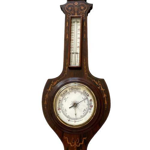 Edwardian Rosewood Inlaid Barometer image-5