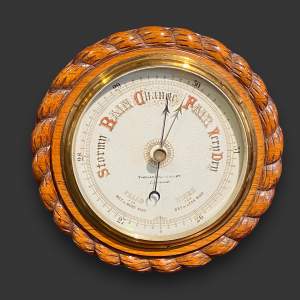Late Victorian Oak Framed Aneroid Barometer