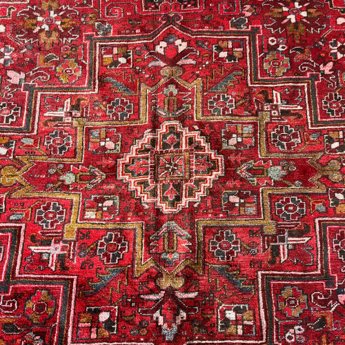 Antique Hand Knotted Persian Heriz Large Carpet image-3