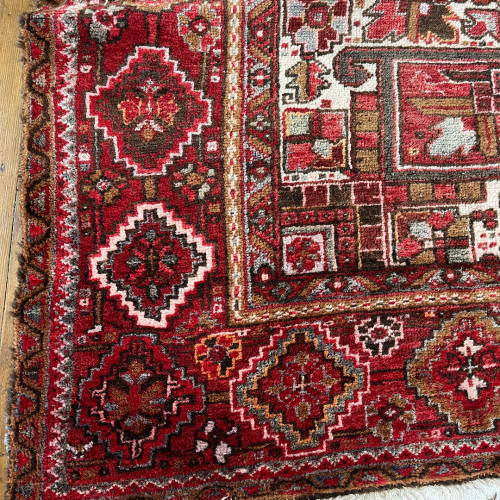 Antique Hand Knotted Persian Heriz Large Carpet image-4