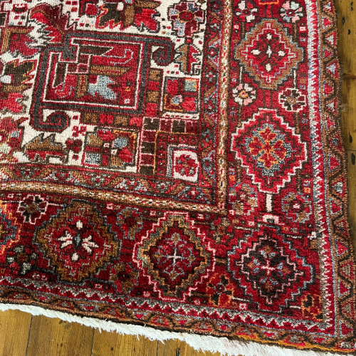 Antique Hand Knotted Persian Heriz Large Carpet image-5