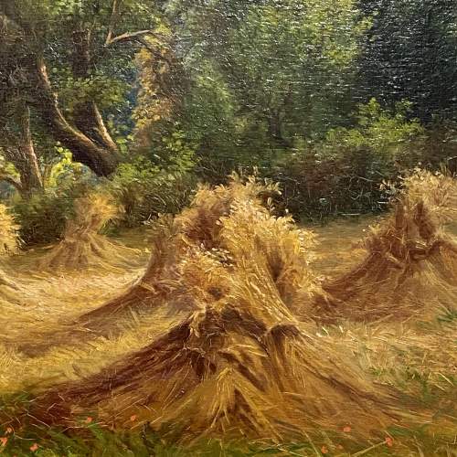 19th Century Oil on Canvas - Harvest Time on the Coast of Devon image-3