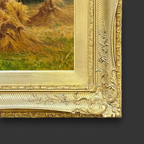19th Century Oil on Canvas - Harvest Time on the Coast of Devon image-6