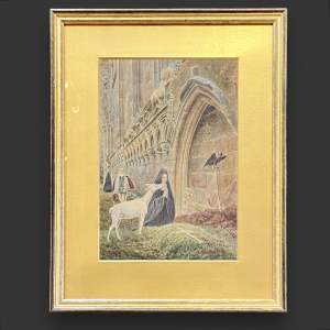 Victorian Watercolour - The White Doe of Rylstone