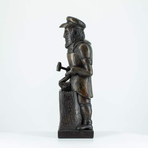 Well Carved Antique Oak Figure of a Blacksmith image-2
