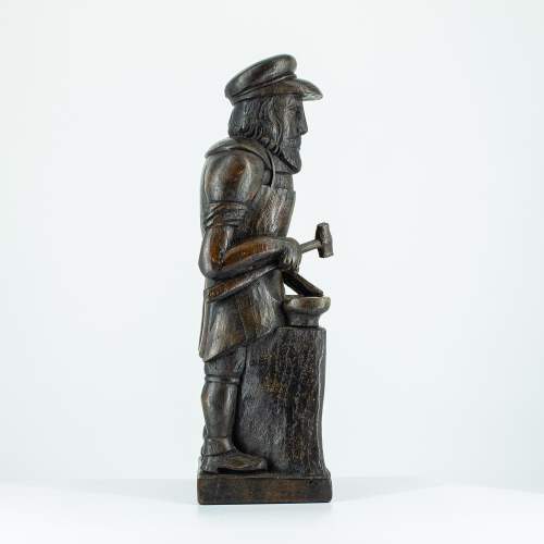 Well Carved Antique Oak Figure of a Blacksmith image-3