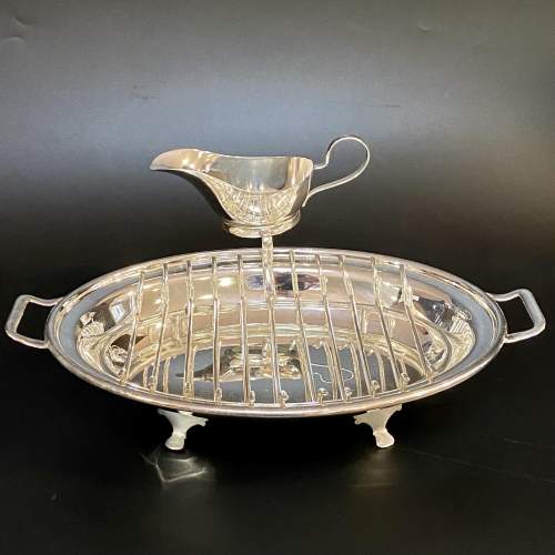 Silver Plated Asparagus Dish with Sauce Boat image-2