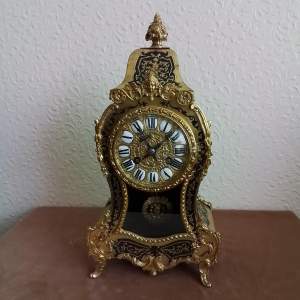 French Boulle Clock with Ormolu Mounts and Enamel Dial