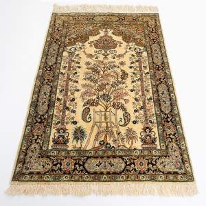 A Persian Tree of Life Silk and Wool Carpet