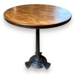 Refurbished Wood and Cast Iron Bistro Table