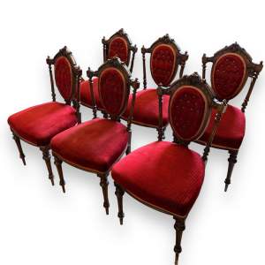Set of Six Victorian Walnut Side Chairs