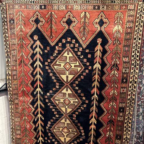 Stunning Triple Medallion Hand Knotted Persian Rug Afshar image-1