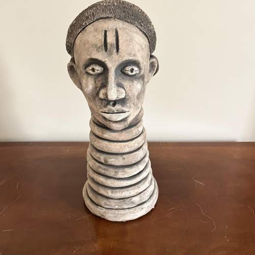 An Unusual Terracotta Double Sided African Head Sculpture image-1